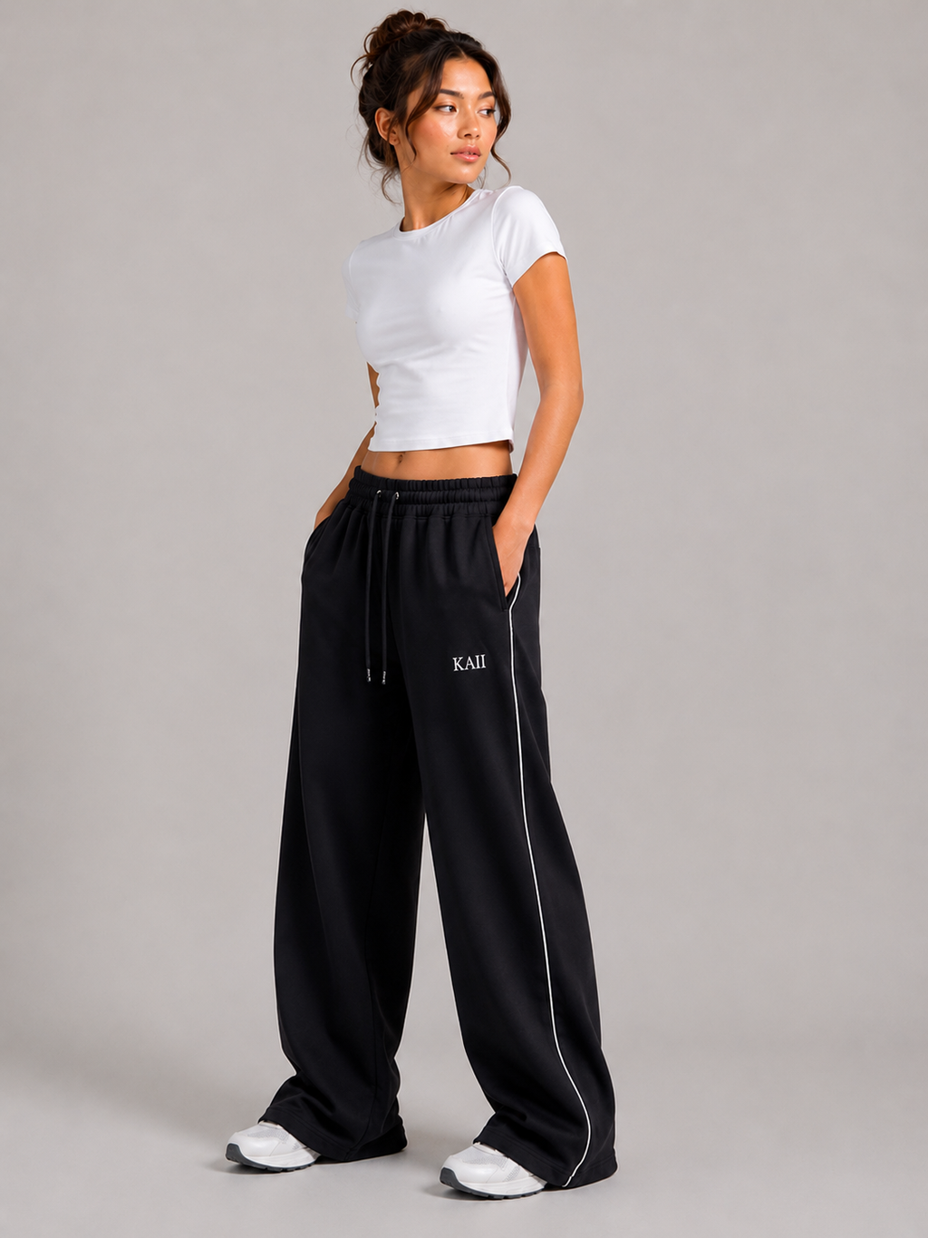 Reflective Wide-Leg Pants