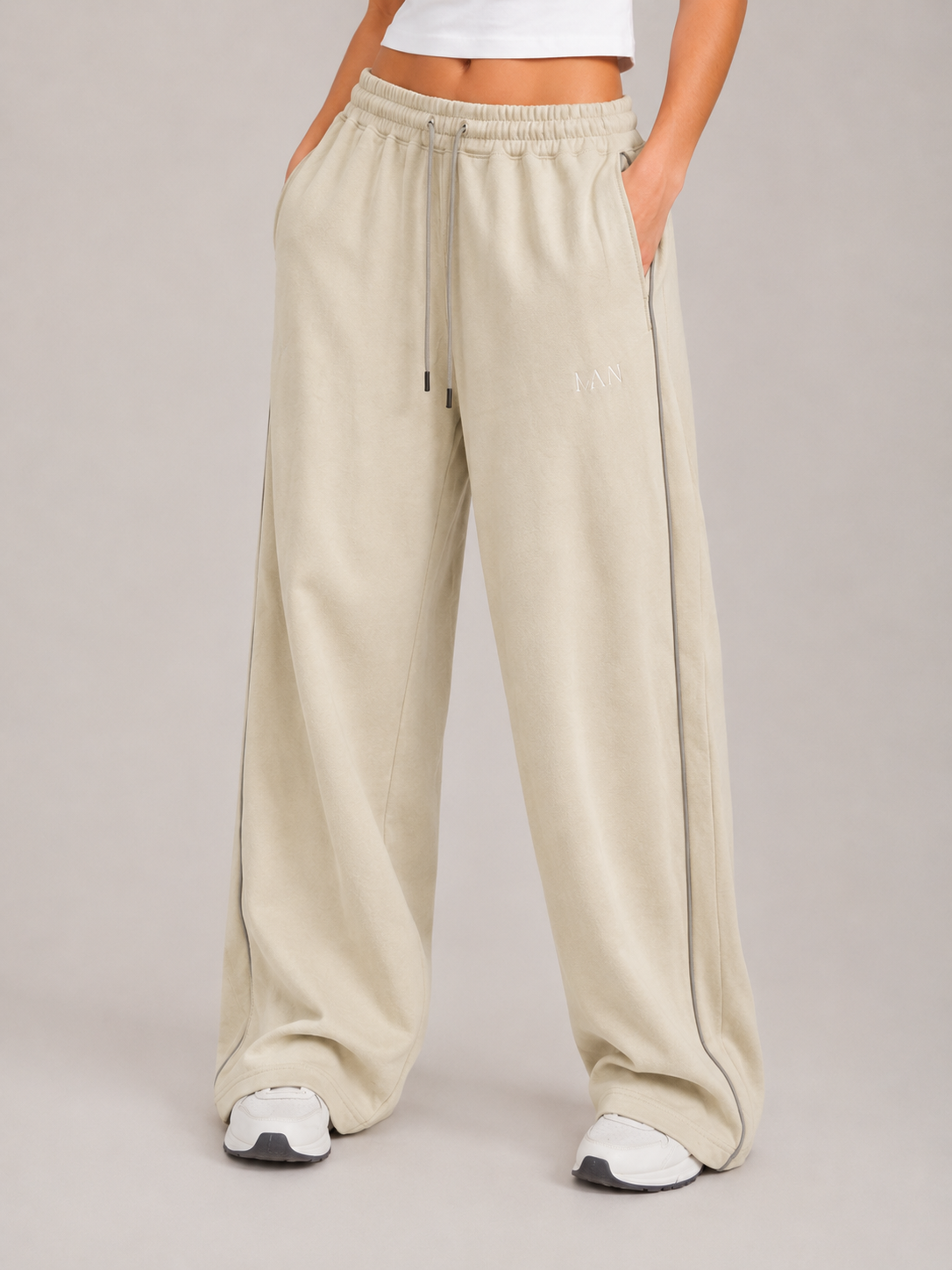 Reflective Wide-Leg Pants