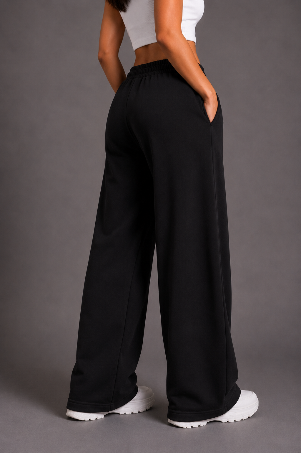 Pintuck Wide-Leg Sweatpants