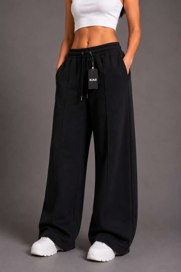 Pintuck Wide-Leg Sweatpants