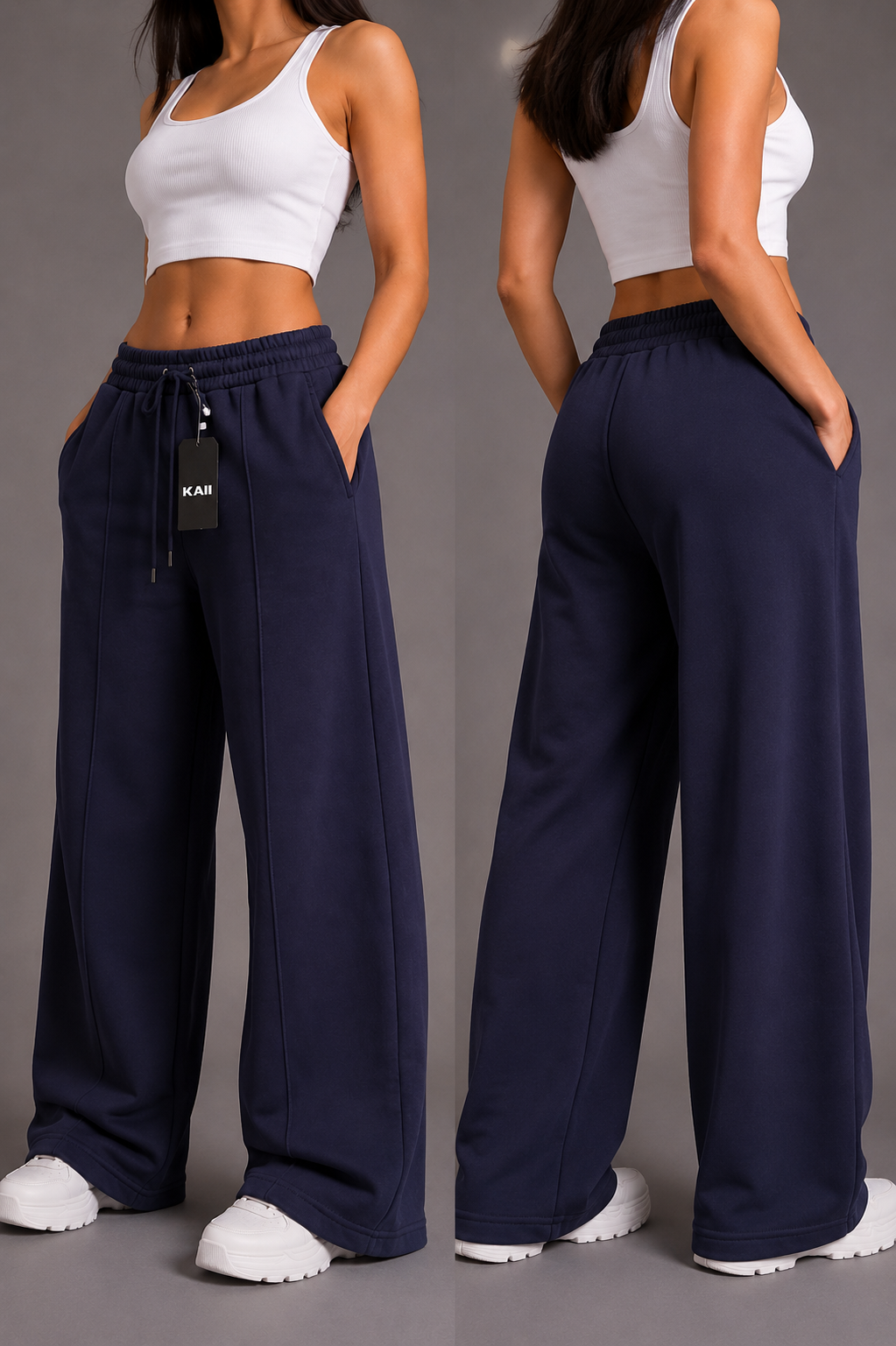 Pintuck Wide-Leg Sweatpants