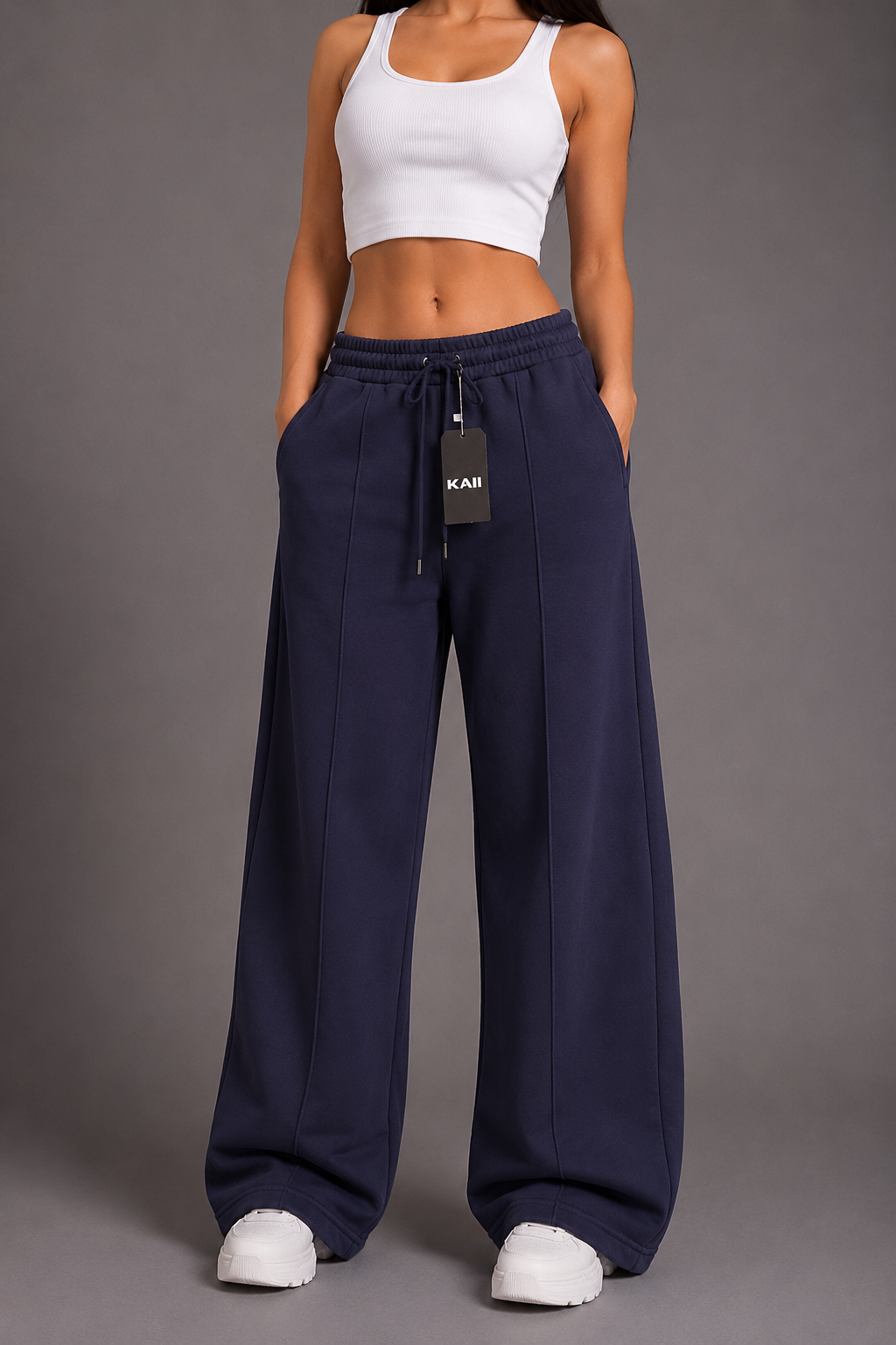 Pintuck Wide-Leg Sweatpants