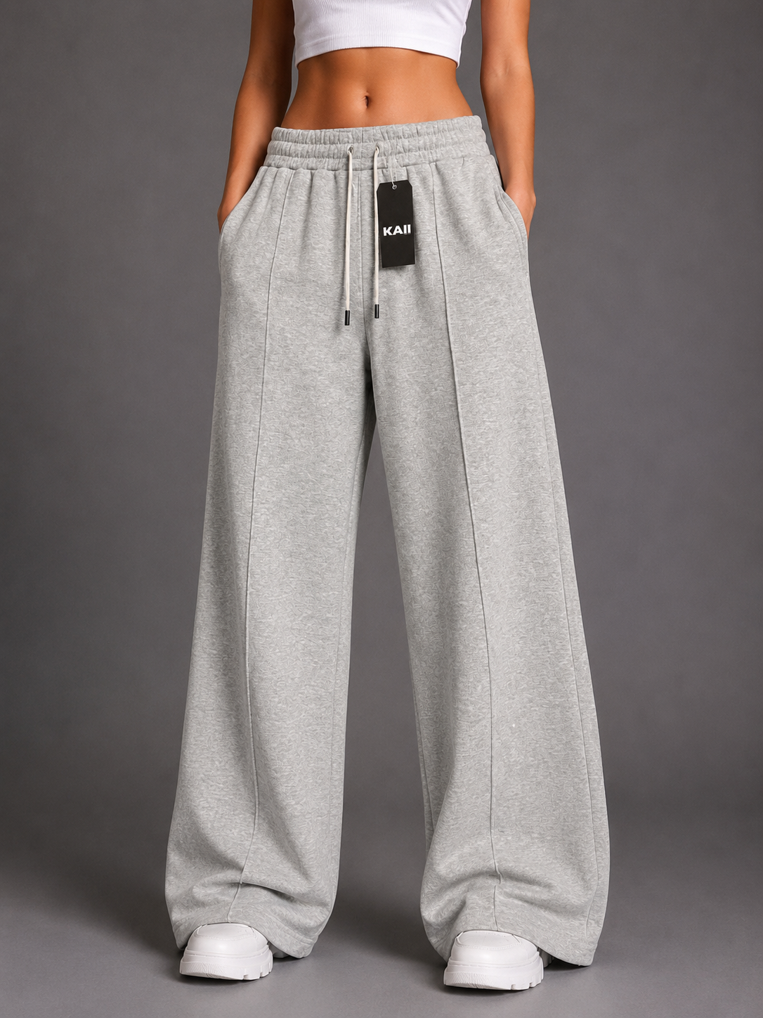 Pintuck Wide-Leg Sweatpants
