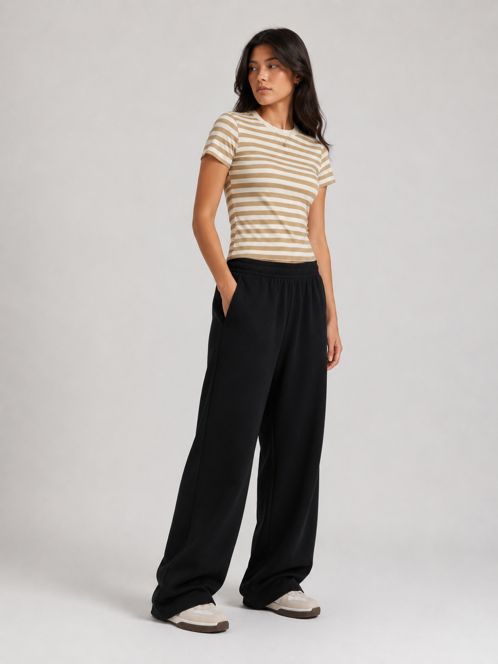 KAII Striped Cut-off Tops
