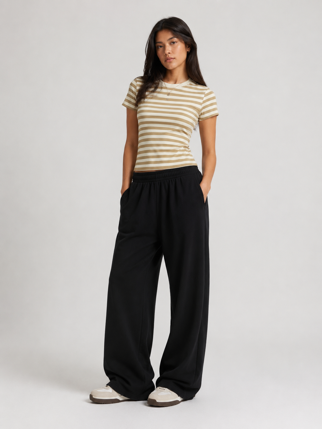 KAII Striped Cut-off Tops