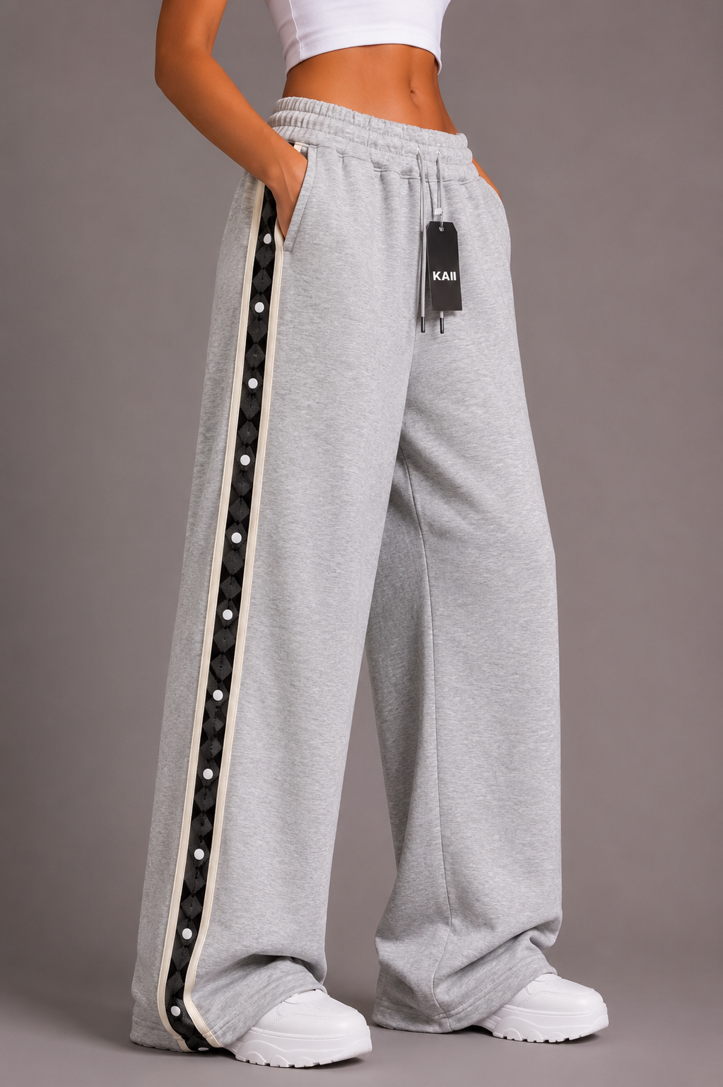 Side-Stripe Wide-Leg Pants