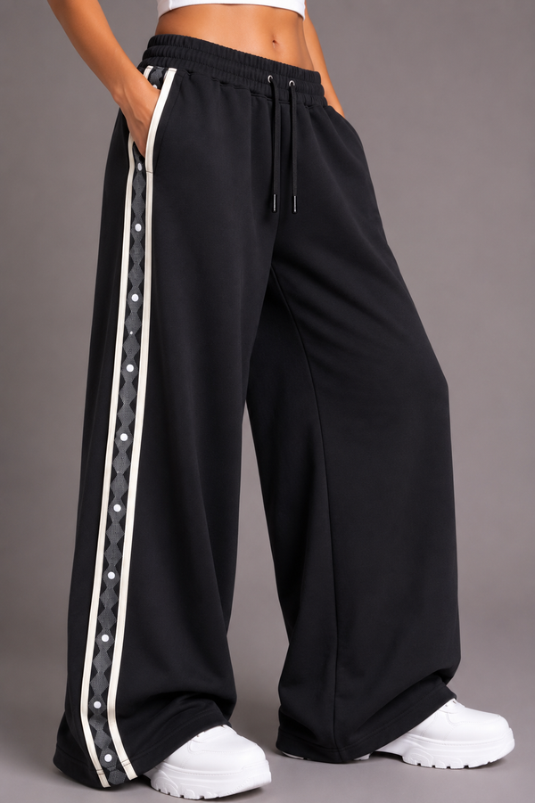 Side-Stripe Wide-Leg Pants