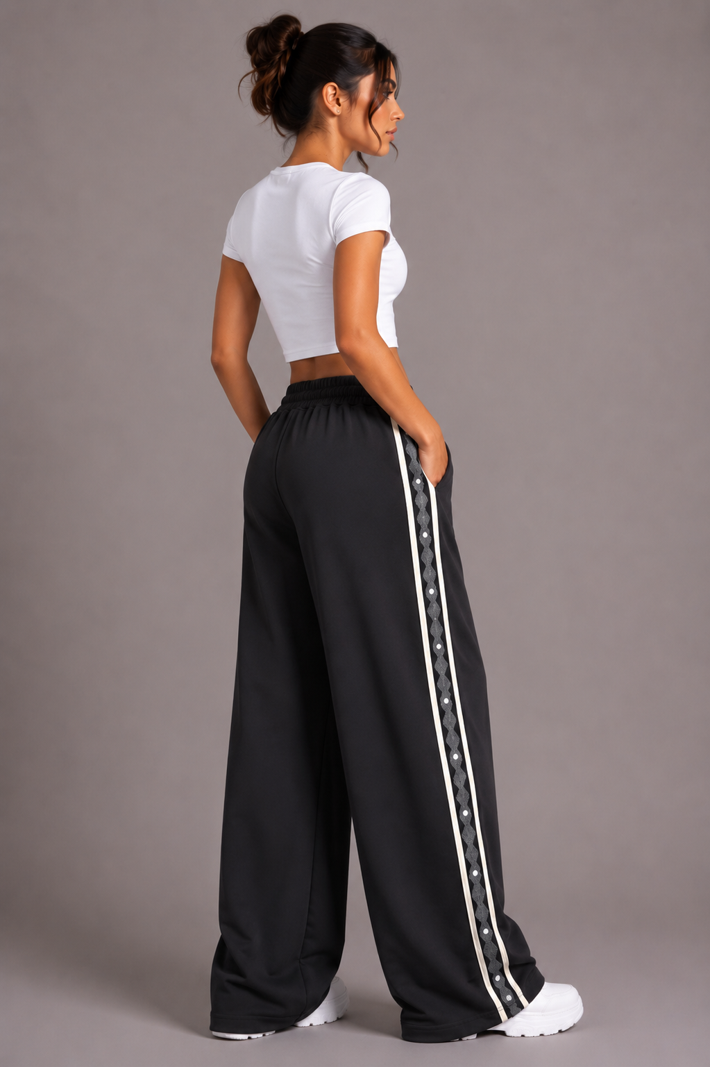 Side-Stripe Wide-Leg Pants