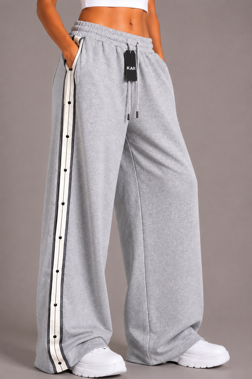 Side-Stripe Wide-Leg Pants