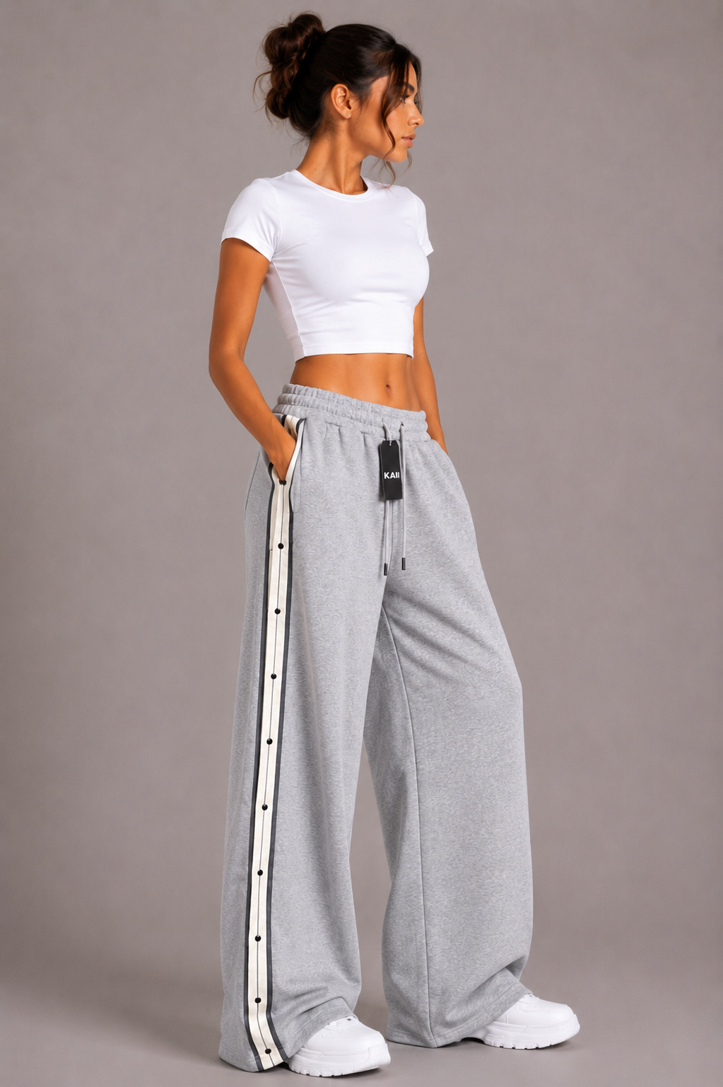 Side-Stripe Wide-Leg Pants