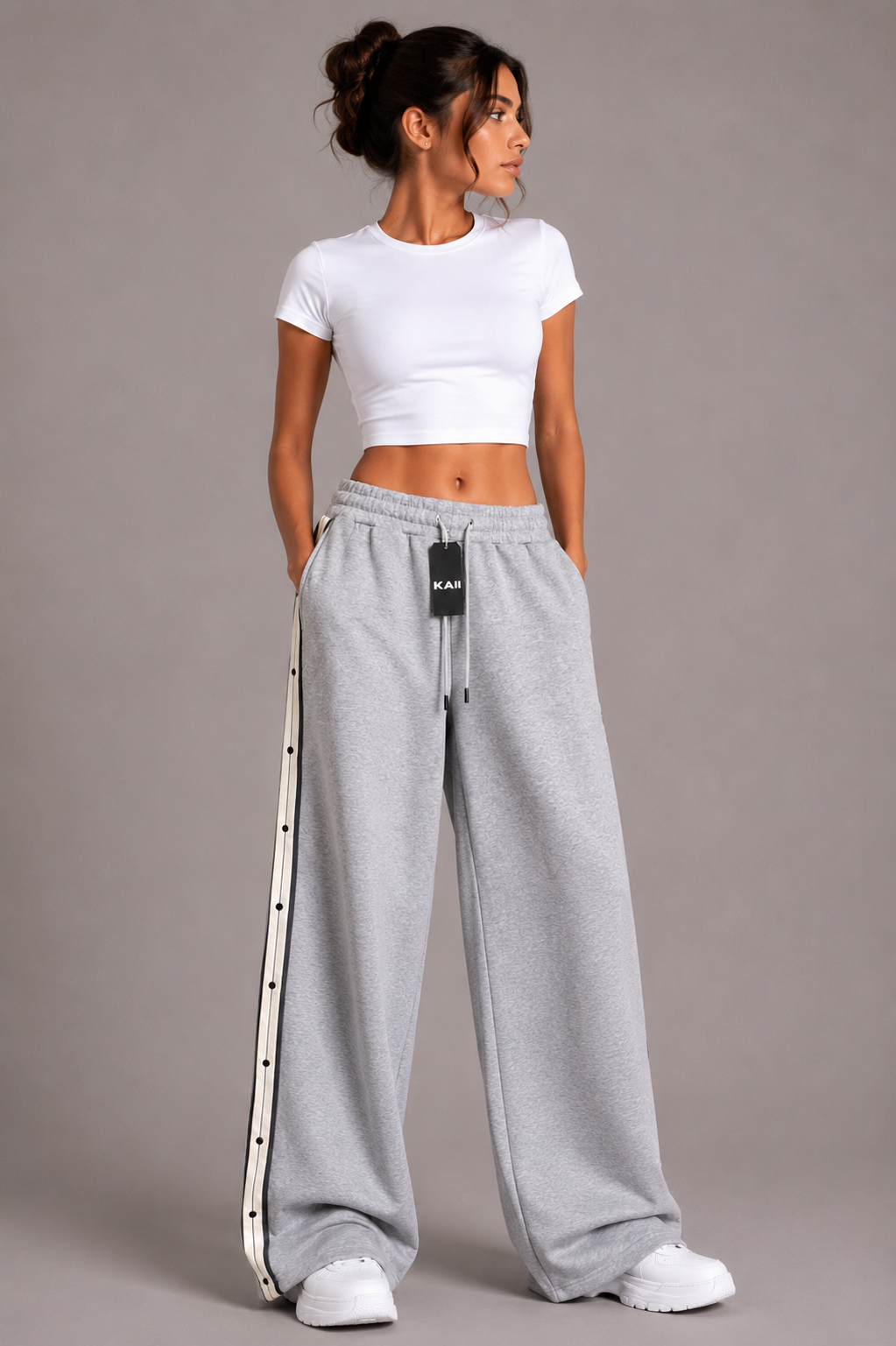 Side-Stripe Wide-Leg Pants