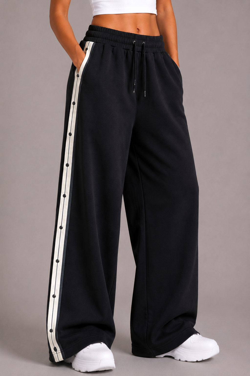 Side-Stripe Wide-Leg Pants