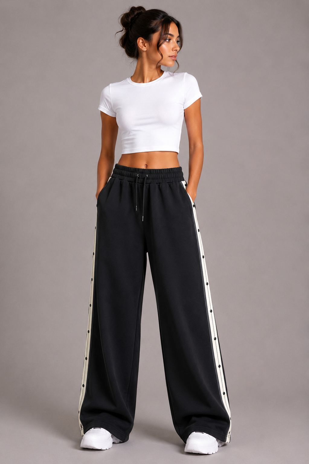 Side-Stripe Wide-Leg Pants