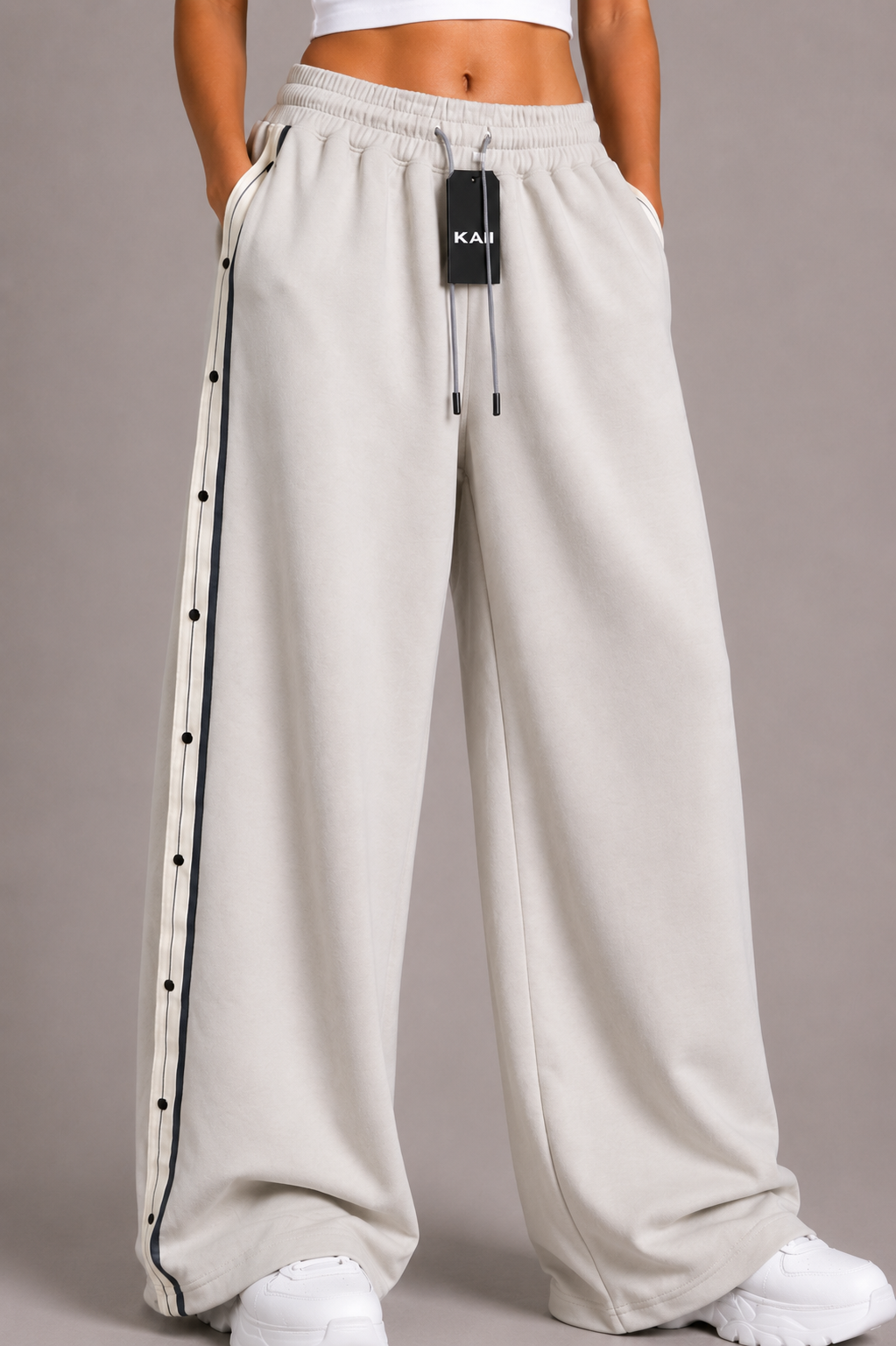 Side-Stripe Wide-Leg Pants