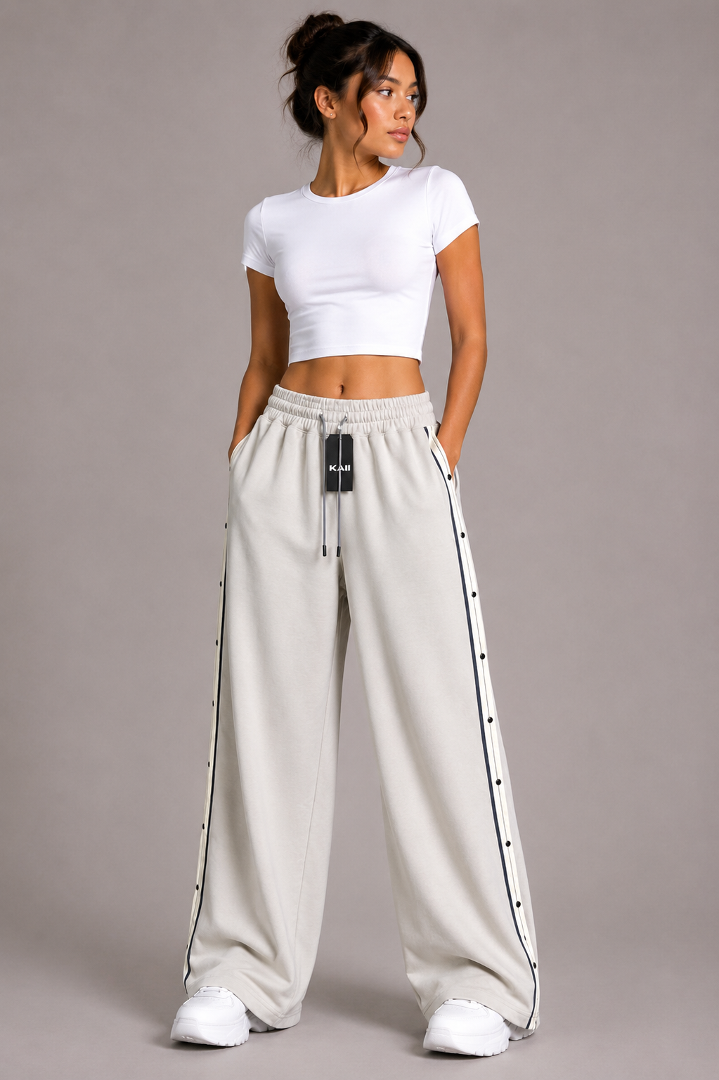 Side-Stripe Wide-Leg Pants