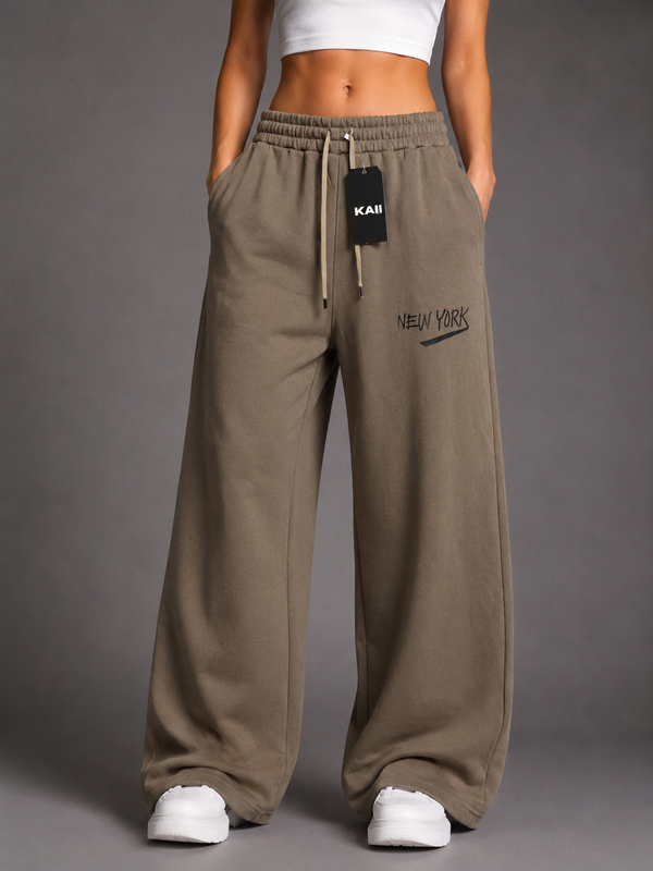 NY Script Wide-Leg Sweatpants